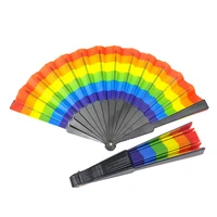 muy bien rainbow handheld folding fan art craft gift shooting props wedding party decoration festive ball supplies