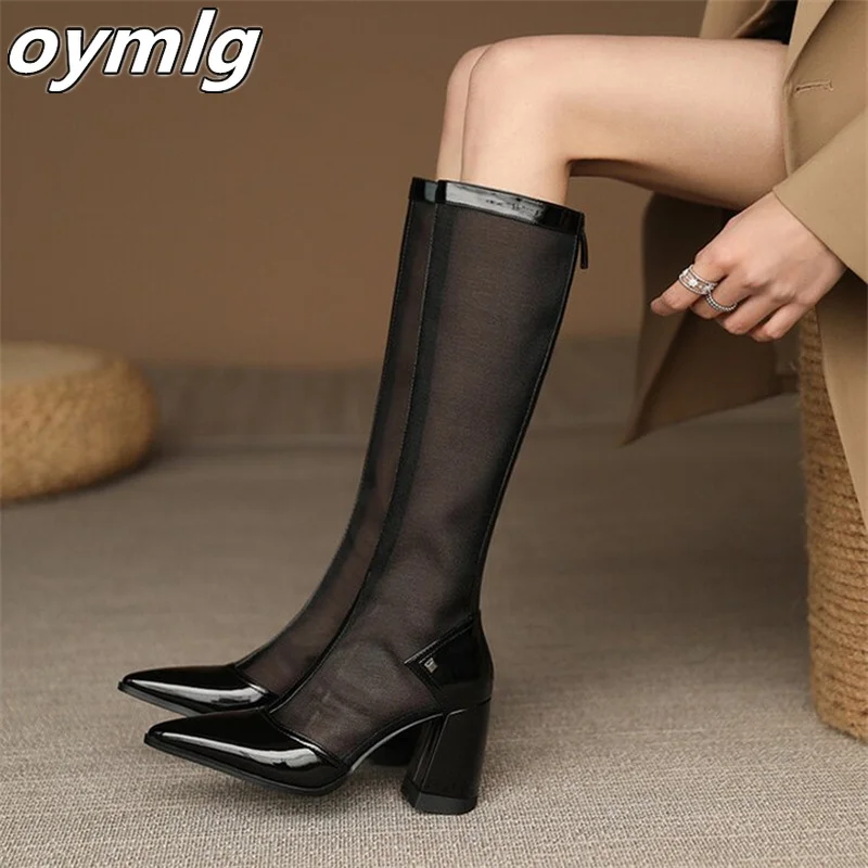 

Net red high-heeled cool boots women's summer 2022 new hollow breathable high boots fashion niche mesh pointed boots