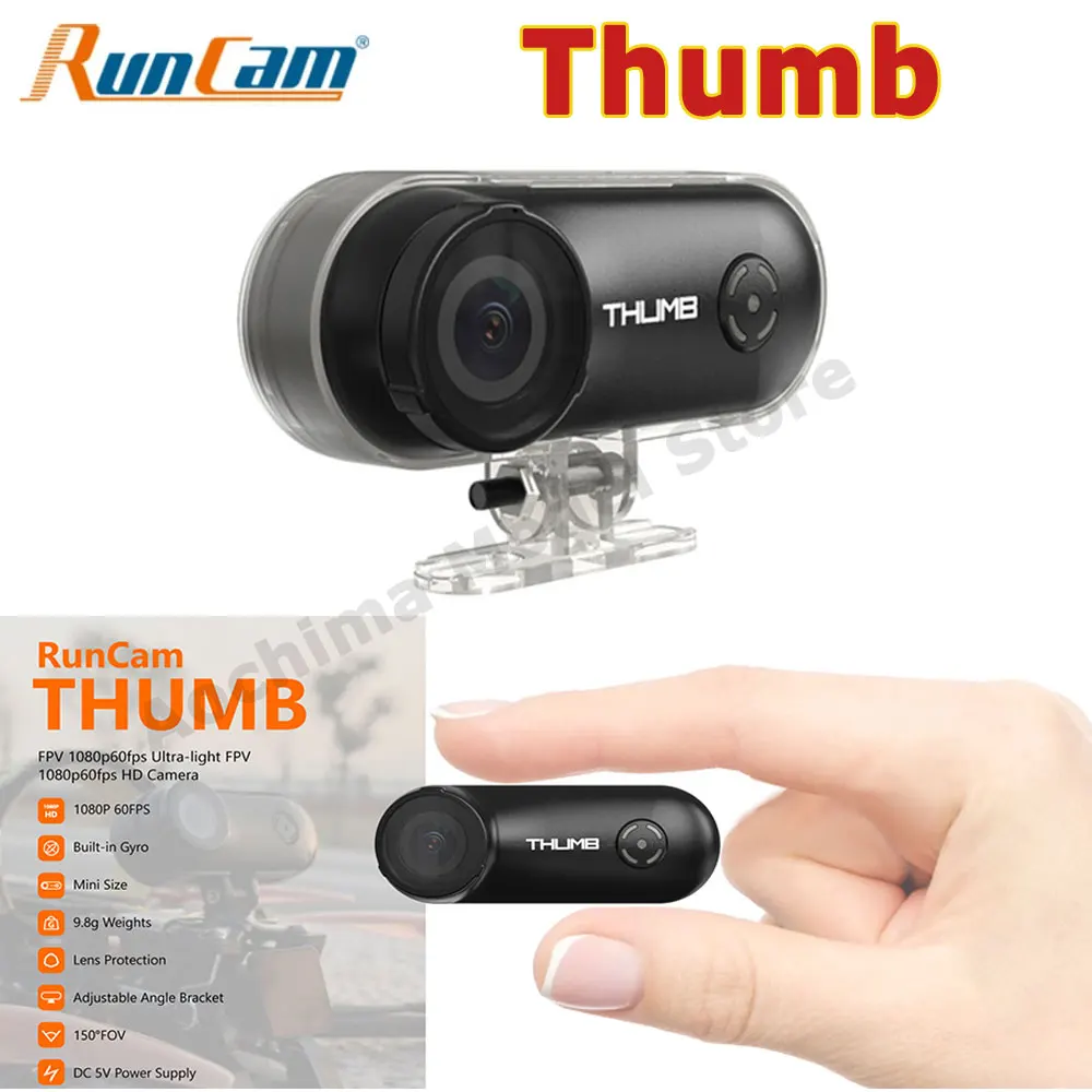 

RunCam Thumb Mini Camera HD Action FPV 1080P 60FPS 9.8g 150° FOV Gyroflow Stabilization For RC Drones
