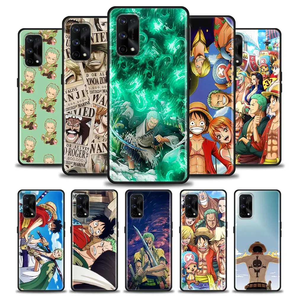 

Zoro Luffy Hot Anime Silicone Phone Case For Oppo Realme 5 5i 5s 6i 6 7 7i 8 9 9i 5g Pro XT Black Soft TPU Cover One Piece Cases