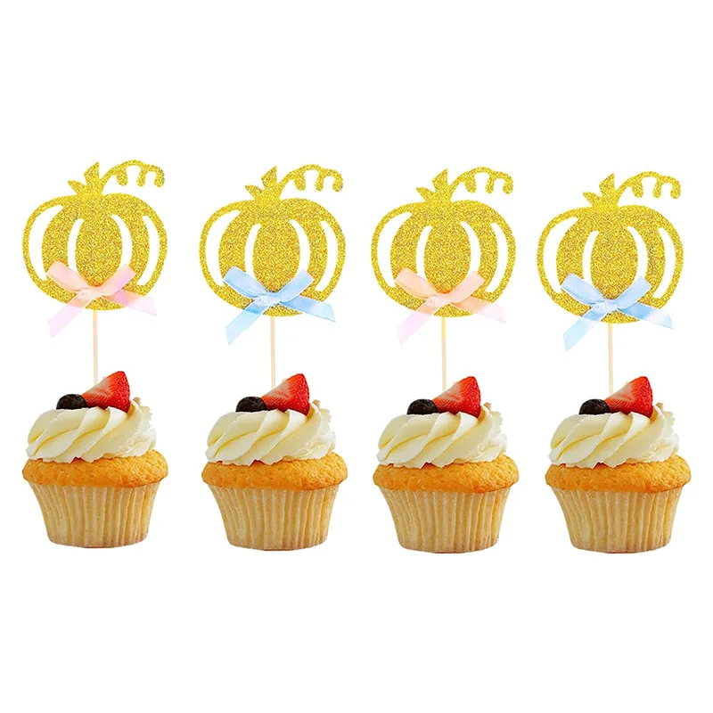 

Thanksgiving cupcake top hat Glitter Pumpkin Cupcake top hat Thanksgiving Harvest baby shower party decorations