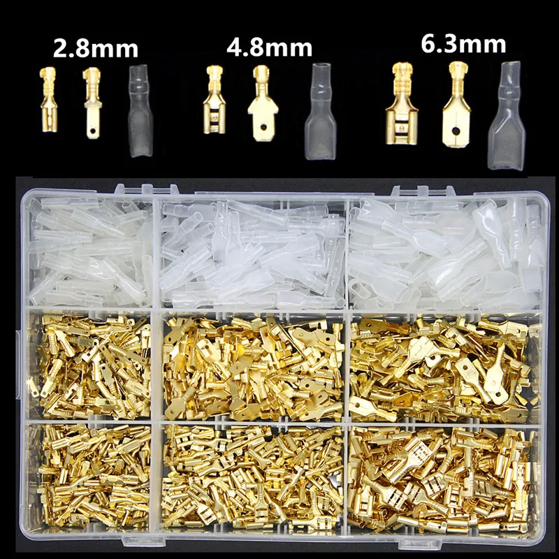 

Box Insulated Male Female Wire Connector 2.8/4.8/6.3mm Electrical Crimp Terminals Termin Spade Connectors Assorted Kit
