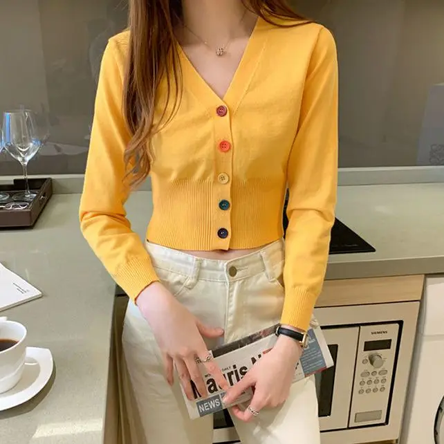 

Женский кашемировый свитер, однотонный теплый вязаный кардиган с V-образным вырезом, модель T411 на осень и зиму