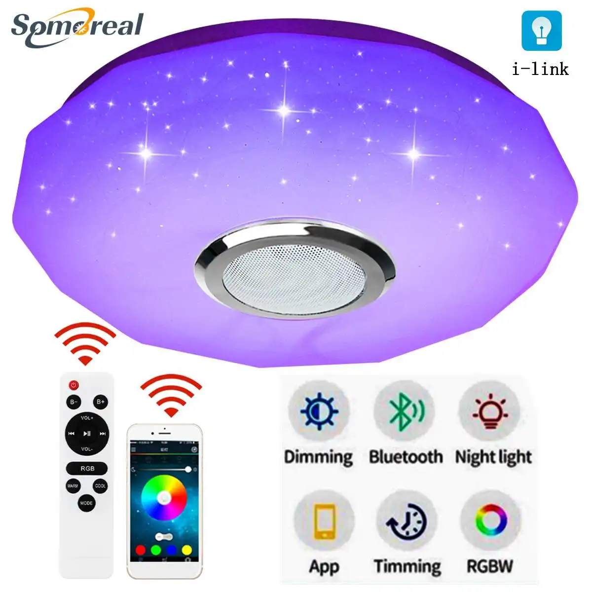 

Smart Ceiling Light Fixture 11Inch 60W Ultra Thin Color Changing RGB Ceiling Light App Control 3000K-6500K Dimmable Ceiling Lamp