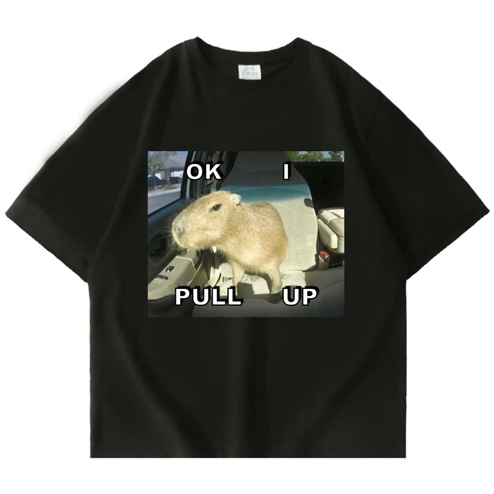 

Capybara Meme Funny Streetwear Car Pull Up Print T Shirt Capybaras Tops Tees Shirt for Men Women Kawaii Vintage Summer T-shirt