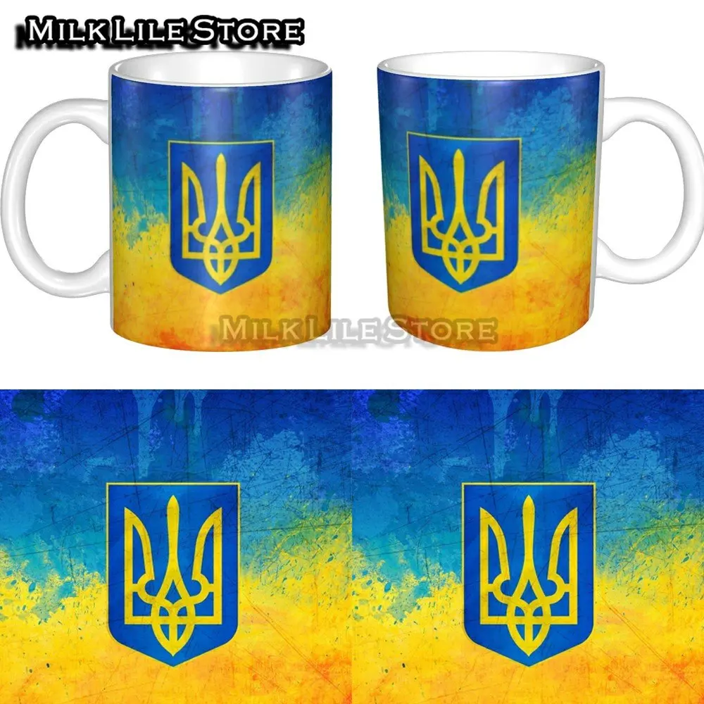 

Flag of Ukraine Coffee Mugs DIY Custom Patriotic Ceramic Mug Creative Present Outdoor Work Camping Cup