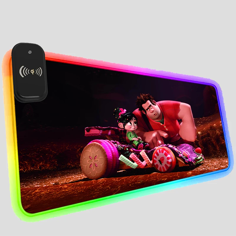 

Коврик для мыши Wreck It Ralph Lauren с беспроводной зарядкой, светодиодный игровой коврик для мыши, нескользящий, размер Xxl, на заказ