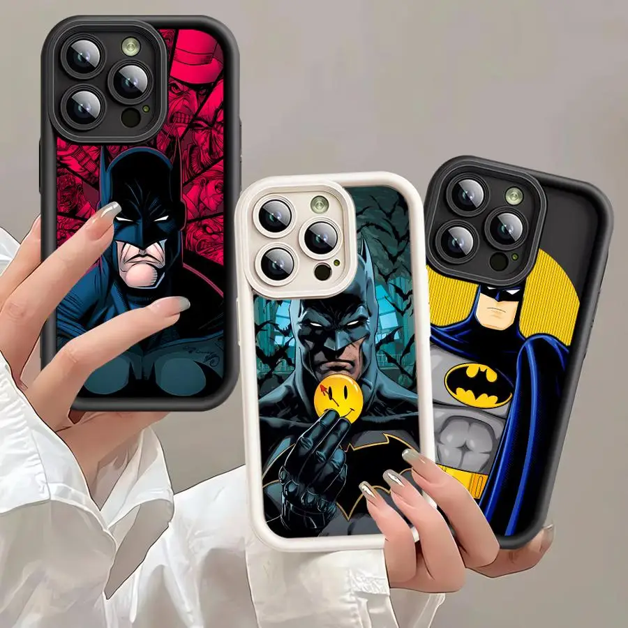 Черный чехол для телефона с супергероем B-Batman Apple iPhone 15 16 Pro Max 13 14 Plus 12 11 plus Matte