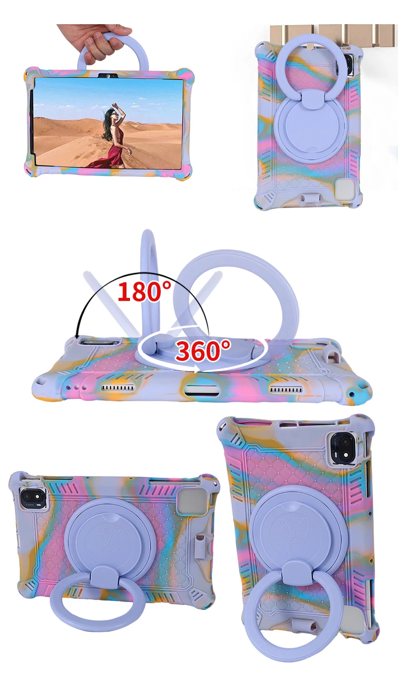 Фото Вращающаяся основа для TCL Tab 10s 10 HD 4G 10L Gen2 10,1 дюймов 10TabMax 10 Gen2 10,36 дюймов мягкая силиконовая подставка с ручкой оболочка №2