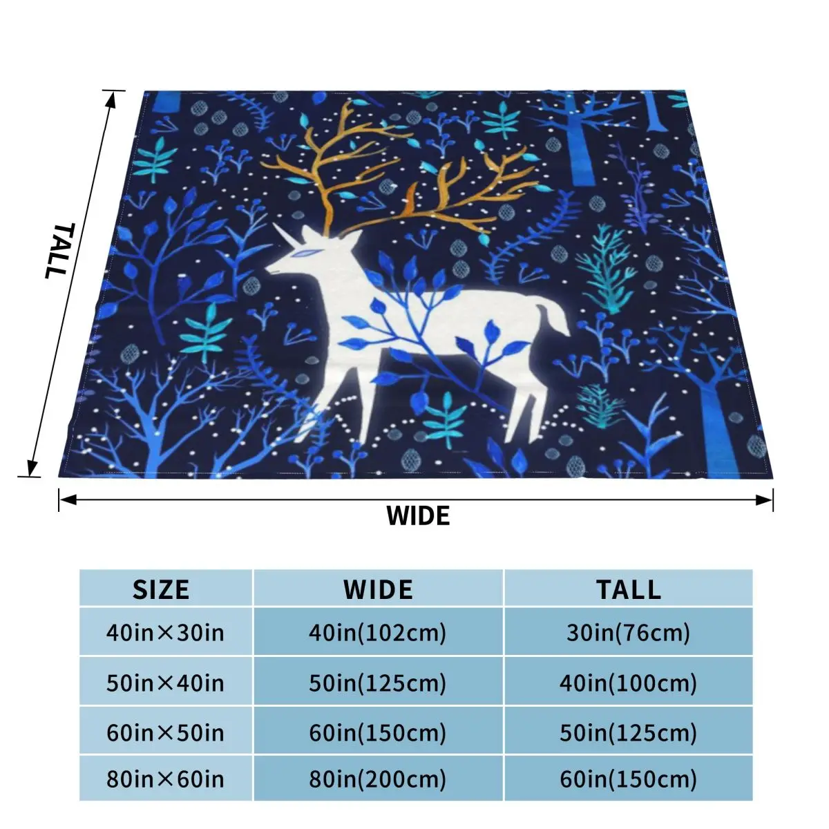 Ультрамягкое Флисовое одеяло Deericorn синего цвета
