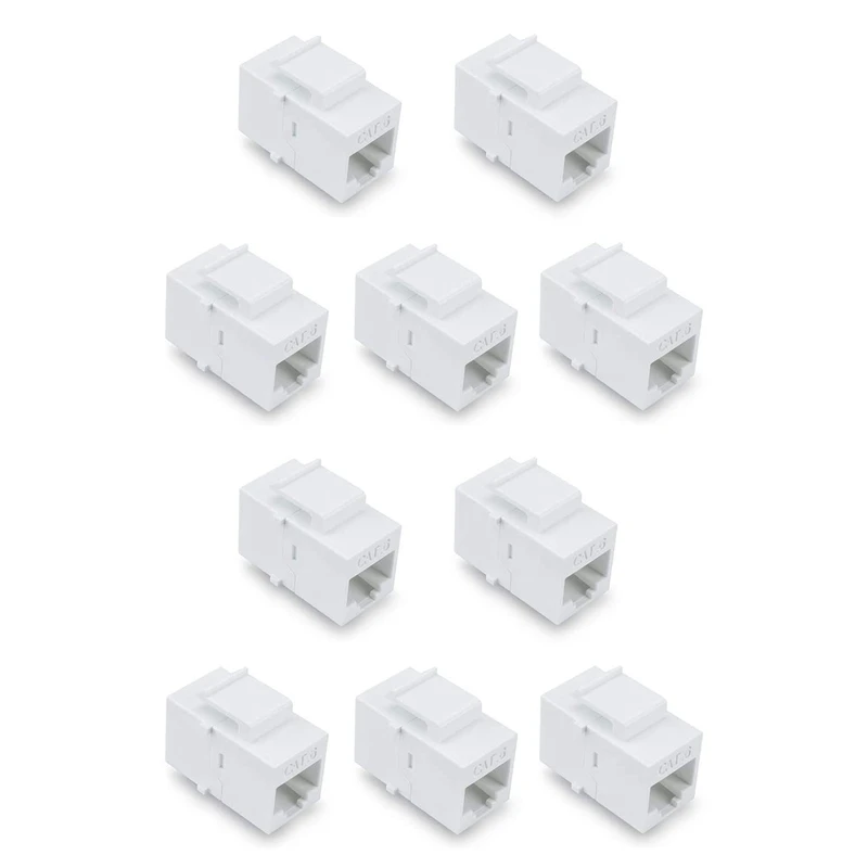

Ethernet CAT6 Keystone Coupler, UTP RJ45 Network Cable Female To Female Insert Inline Coupler Jack - White 10 Pack