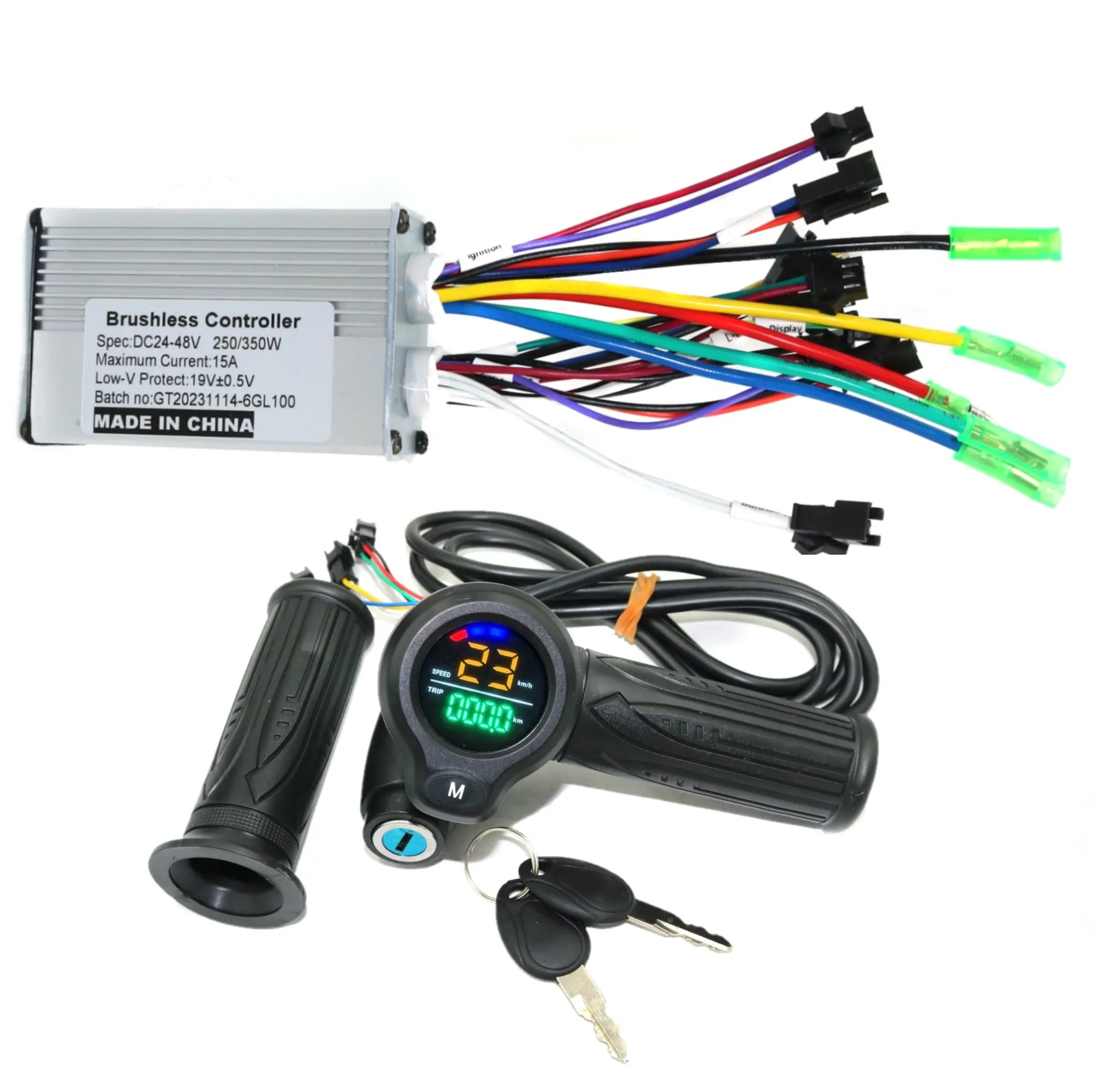 

GREENTIME 24 В/36 В 48 В 250 Вт 15 А бесщеточный двигатель двухрежимный универсальный контроллер с ЖК-дисплеем скорости дроссельной заслонки