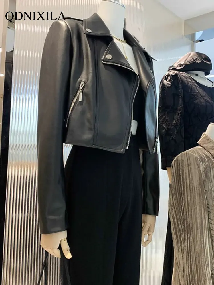 Leather Jacket Women High-end Sense PU Leather Jacket Women's Fashion Versatile Motorcycle Loose Short Jackets