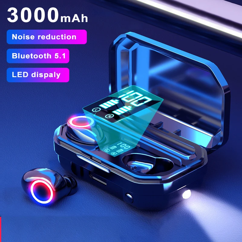 

New TWS Bluetooth 5.1 Earphones Charging Box Wireless Headphone 9D Stereo Sports Waterproof Earbuds Headsets with Microphone