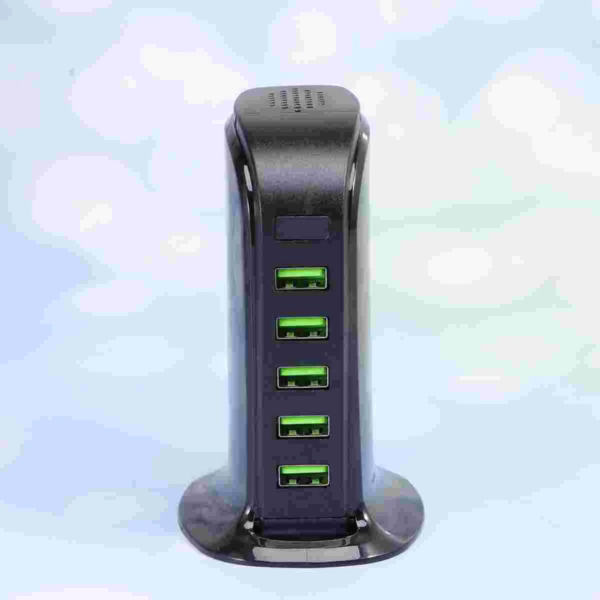 

1PC 5 Ports USB Travel Wall 5V/4A Multi Ports Adapter Smart Digital Display with EU Plug (Black Red Screen