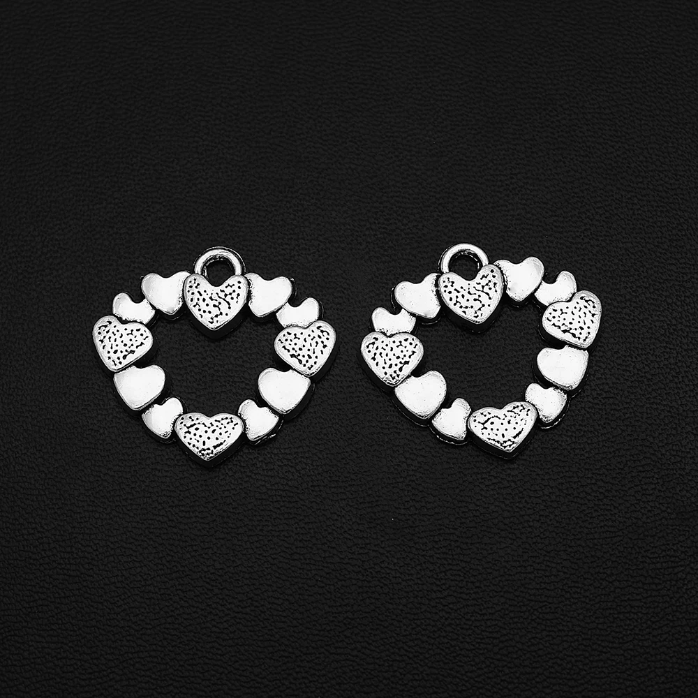

5pcs/Lots 25x27mm Antique Silver Plated Heart Valentine's Day Charms Pendants For Diy Paired Earrings Designer Jewelery Supplies