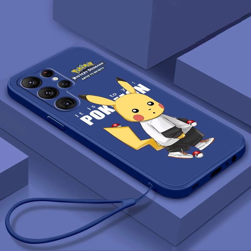 

Liquid Rope Cover Pokemon Pikachu Bulbasaur Phone Case For Samsung Galaxy S23 S22 S21 S20 FE S10 Plus Lite Ultra 5G Funda