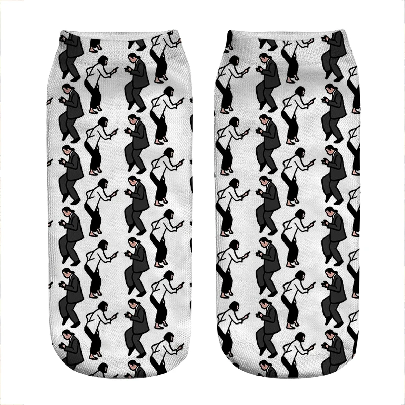 

Women's socks kawaii Funny Pulp Fiction Dance Printed Socks Woman harajuku Happy Funny Novelty cute girl gift Socks for women