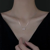 925 sterling silver fugitive princess bow necklace female 2022 new joker temperament ins clavicle pendant jewlery gift