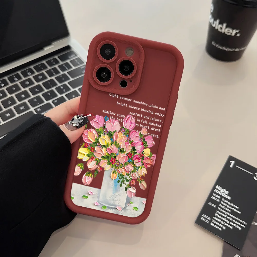 Новый кожаный чехол INS Soft Luxtury Flowers 3D для iPhone 16 Pro 15 14 13 12 11 Max Plus милый симиконовый