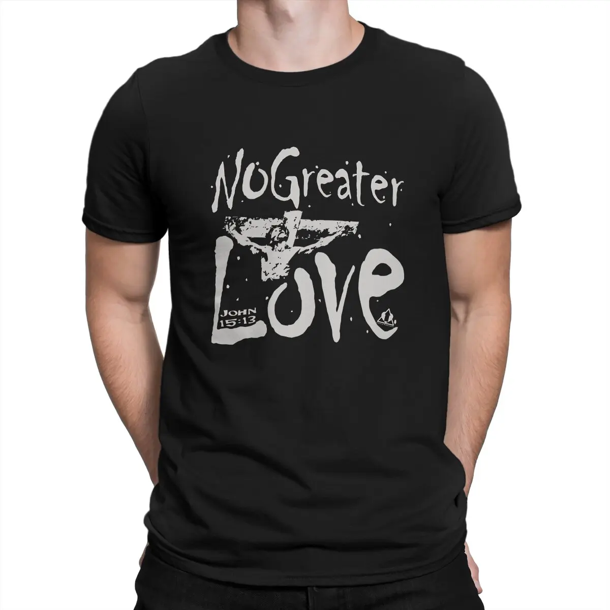 

Men T-Shirts No Greater Love Christian Bible Quote Faith Design Classic Casual Tees Short Sleeve Jesus God T Shirt Crew Neck
