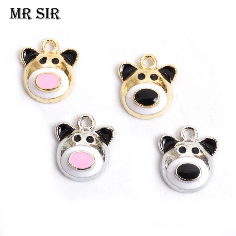 

10pcs/lot 13x12MM Cute Little Bear Enamel Charms Fashion Animal Alloy Pendant For Making Bracelet Necklace Earring DIY Handmade