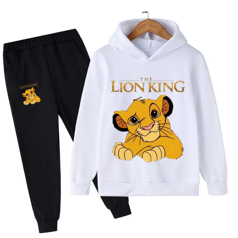 

4-14T Lion King Simba Baby Boy Girl Clothes Cartoon Lion King Simba Hooded Coat+Pant Kid Sport Suit Children Clothing Tracksuit