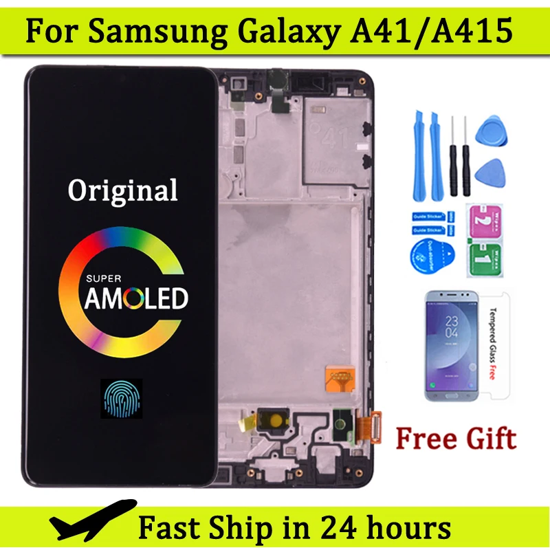 

Оригинальный ЖК-дисплей для Samsung Galaxy A41 A415, дисплей с сенсорным экраном, дигитайзер в сборе, запасная деталь для телефона, ЖК-дисплей