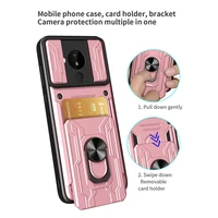 hybrid armor phone case for nokia c30 c20 c10 c1 g10 g20 x100 card pocket wallet case pc metal magnetic car holder back cover