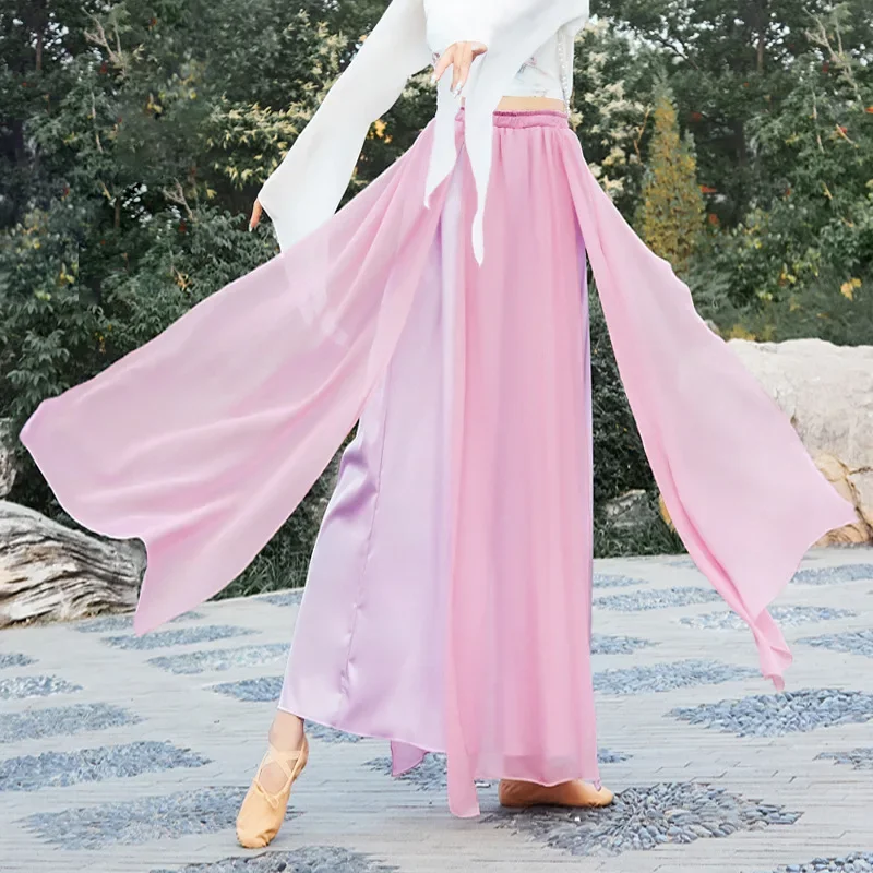 Классические танцевальные брюки для взрослых свободные двухслойные с разрезом и