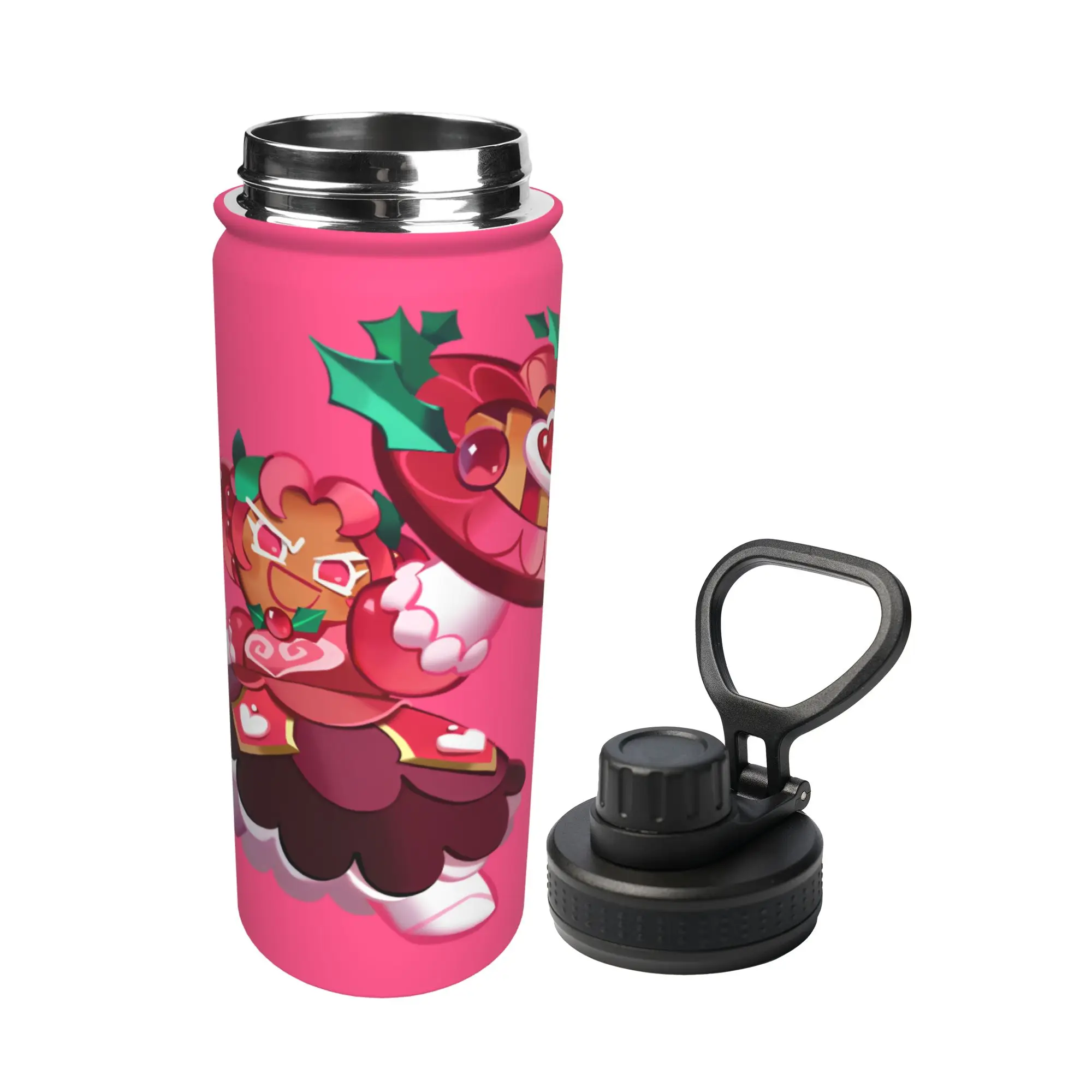 Фото Термокружка Cookies Run Kingdoms 18OZ Hollyberry Cookie, из нержавеющей стали, с двойными стенками, для горячих и холодных напитков №1