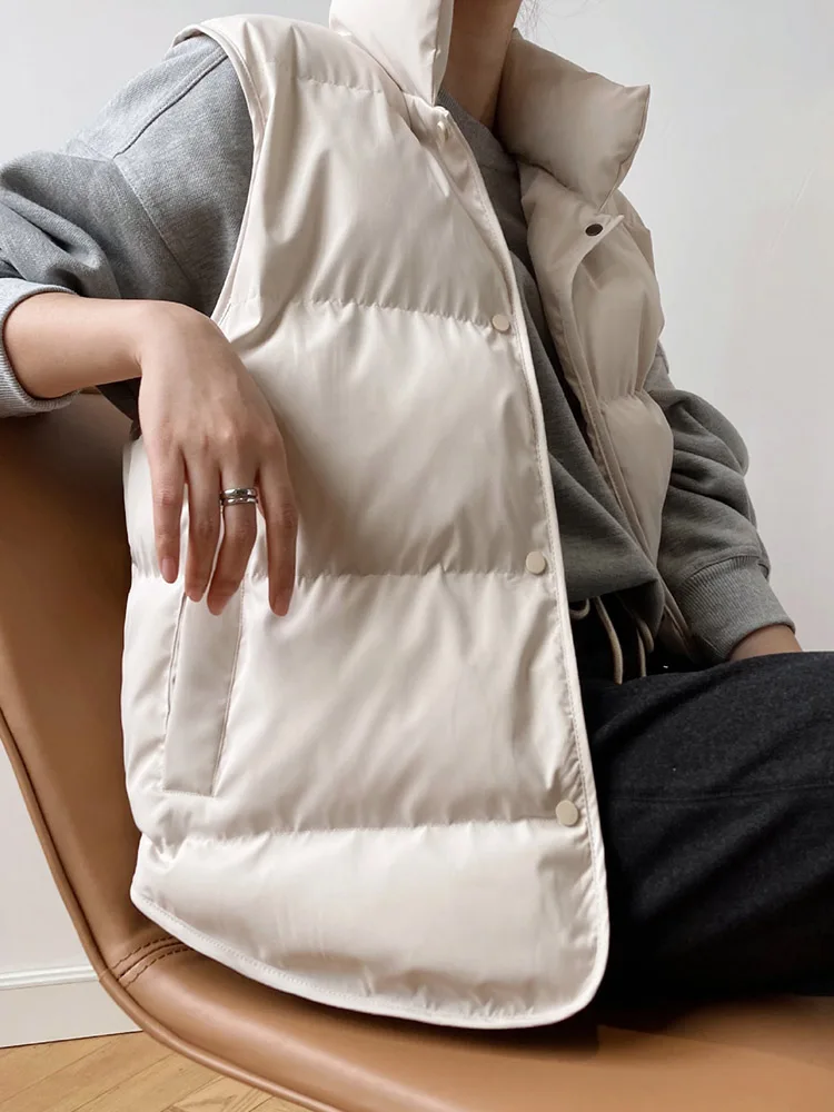 Женский жилет 2022 пальто с воротником-стойкой зимнее женское теплое топы бежевая