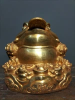 8 tibetan temple collection old bronze gilt golden toad frog ingots coin office gather fortune ornament town house exorcism