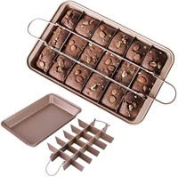 brownie pan with dividers non stick carbon steel bakeware with 18 pre slice oven baking tray 12 2 x 7 9 x 1 9 in