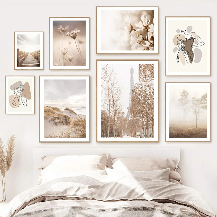

Line Woman Desert Cactus Sparrow Eiffel Wall Art Canvas Painting Nordic Posters And Prints Wall Pictures For Living Room Decor