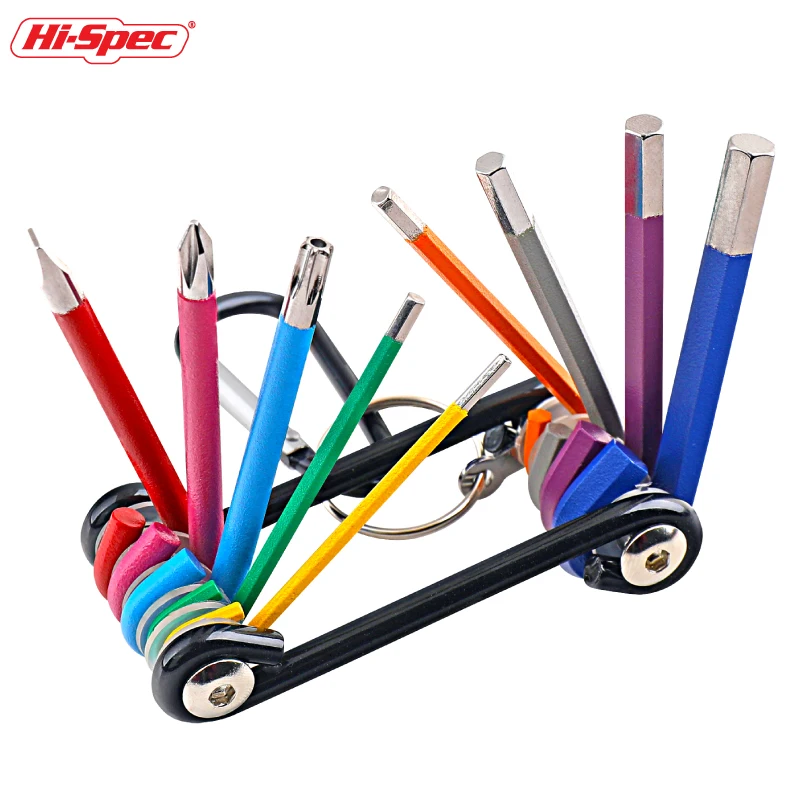 

9 In 1 Folding Hex Wrench Allen Key Set Keychain Portable Metric Hexagon Hex Key Wrenches Keys Hand Tool Bicycle Repair Tool