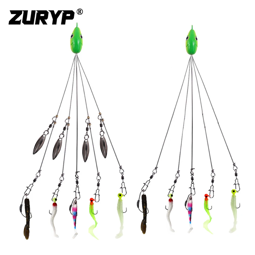 

ZURYP Umbrella Fishing lure Rig 5 Arms Rig Head Swimming Bait Bass with Swivel Snap Connector Minnow Fishing Group Lure Extend