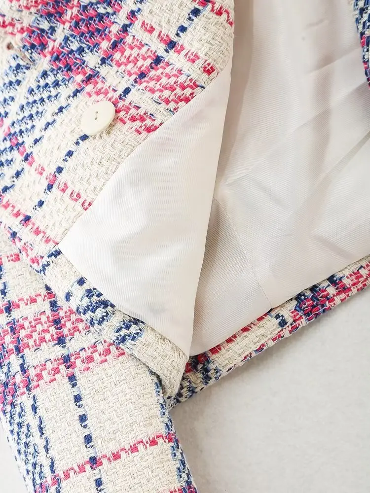 Jenny&Dave 2023 Spring Plaid Blazers Fashion Casual Texture Short Jacket Women Tops