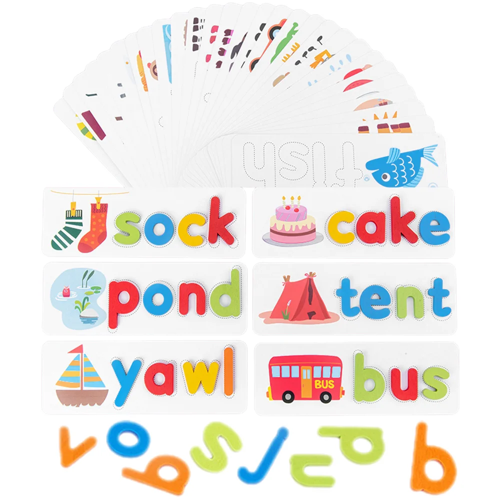 

1 set of Alphabet Spelling Toy Wooden Alphabet Blocks Letter Words Learning Toys