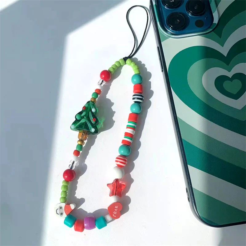 Christmas Tree Snowman Key Chain Ladies Fashion Cute Romantic Vintage Keychain Charm Korea 90s Aesthetic Phone Chain Bag Charm