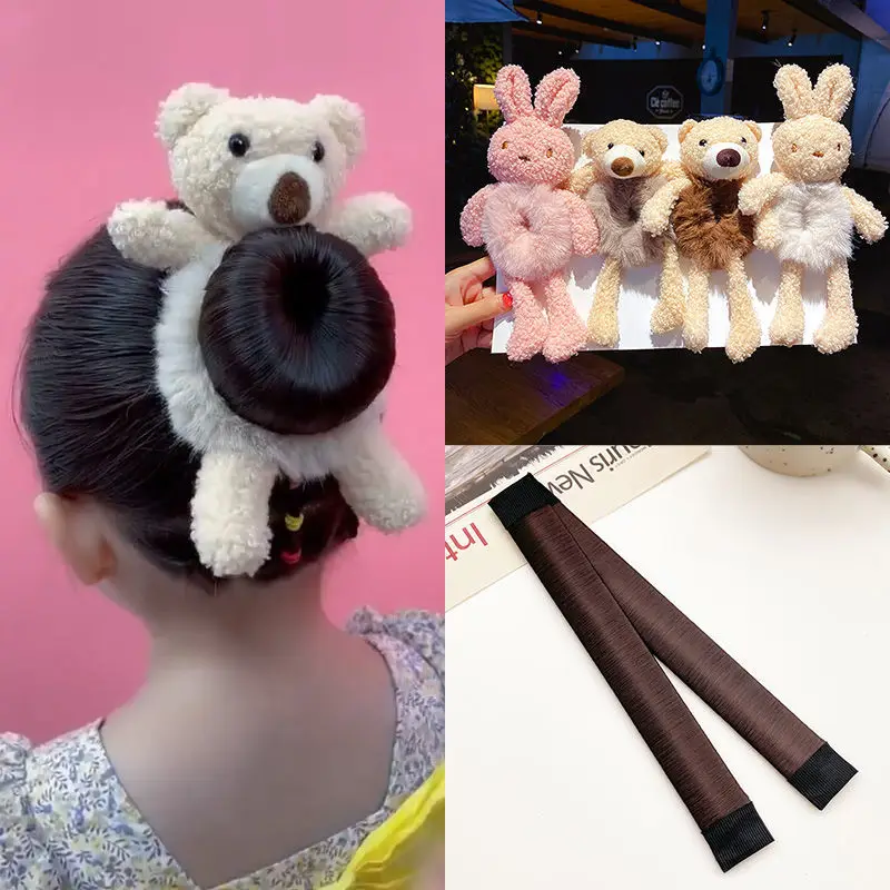 

Hair Band Bear Rabbit Plush Hair Ring Cute Cartoon Elasticity Doll Hair Rope Ponytail Hair Tie Girl Hair Accessories Hair Bands