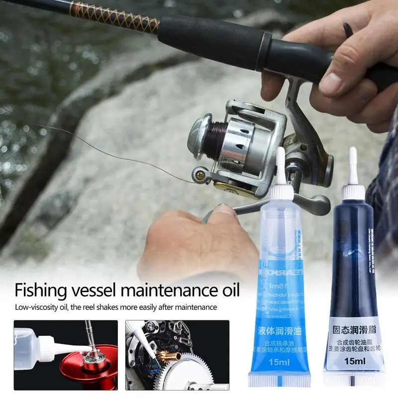 2pcs/set Fishing Reel Maintenance Oil And Grease Bearing Lubricant Oil Gear Protective Grease Casting Spinning Reel Maintenance
