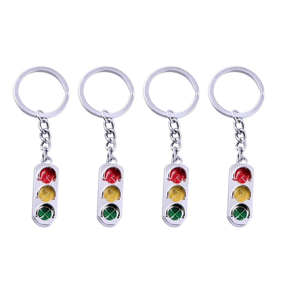 

4 Pcs Key Chain Ornament Keychain Decor Pendant Car Keys Traffic Light Hanging Prop Signal Lamp Ring Metal Design Child