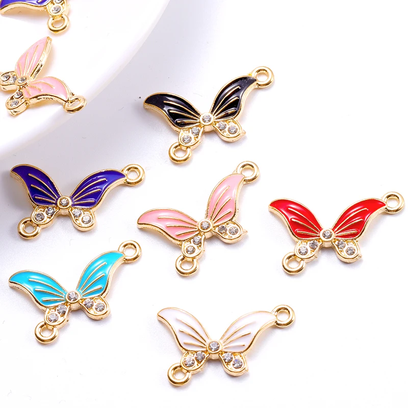 

20Pcs 24*18mm Enamel Drip Oil Coloured Butterfly Pendants Necklace Bracelet DIY Making Accessories Charms Jewellery Connector