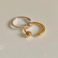 opened 925 sterling silver ring 18k gold solid ball rings for women finger ring 2022 trend silver 925 jewelry korean