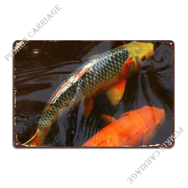 

Koi In Tandem Metal Sign Pub Mural Garage Mural Classic Tin Sign Poster