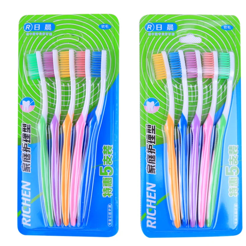 

5pcs Mix Colors Family Pack Toothbrush Creative Health Portable Handle Soft Hard Bristles Tooth Brush Oral Healthy Care