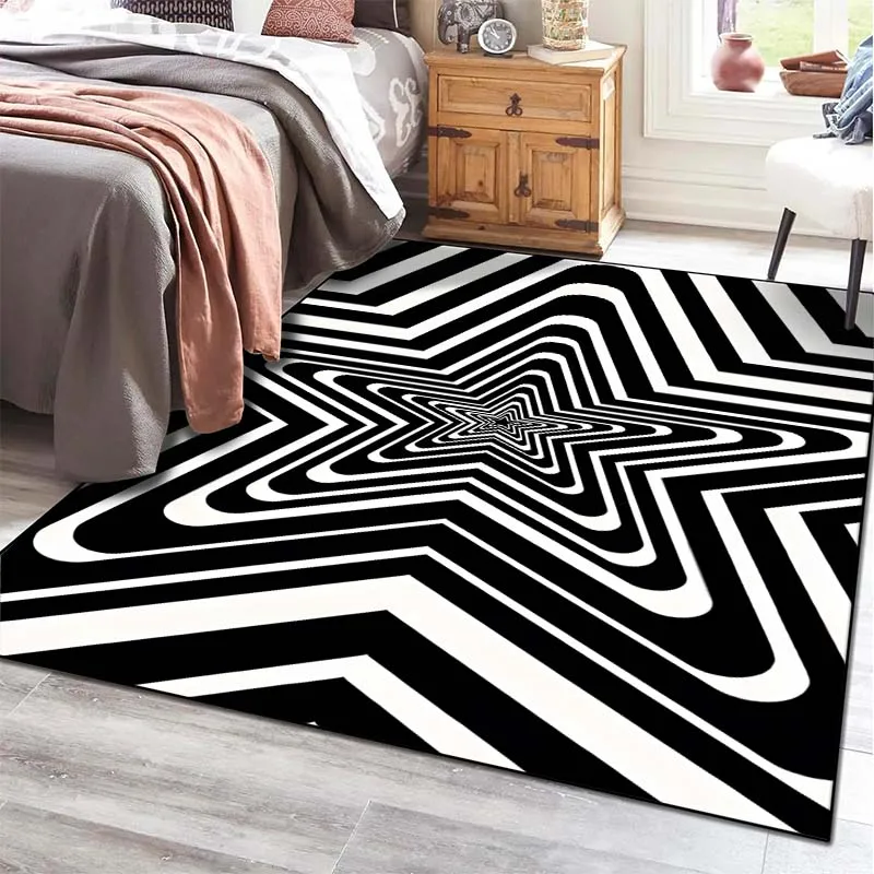 Черно-белый коврик с узором для гостиной спальни прикроватный напольный ванной 15