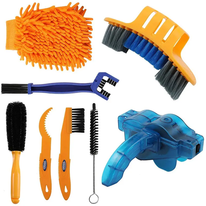 

New-CYLION Bike Cleaning Motorcycle Chain Cleaner Bicycle Tire Brushes Road MTB Cleaning Gloves Chain Tool Cleaners Sets