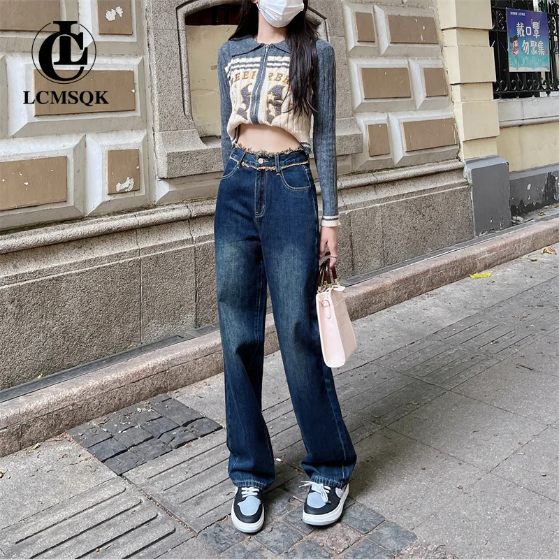 Streetwear Straight Leg Jeans Woman High Waist Y2k Women's Pants Korean Fashion Female Clothing Newjeans Denim Baggy Vintage